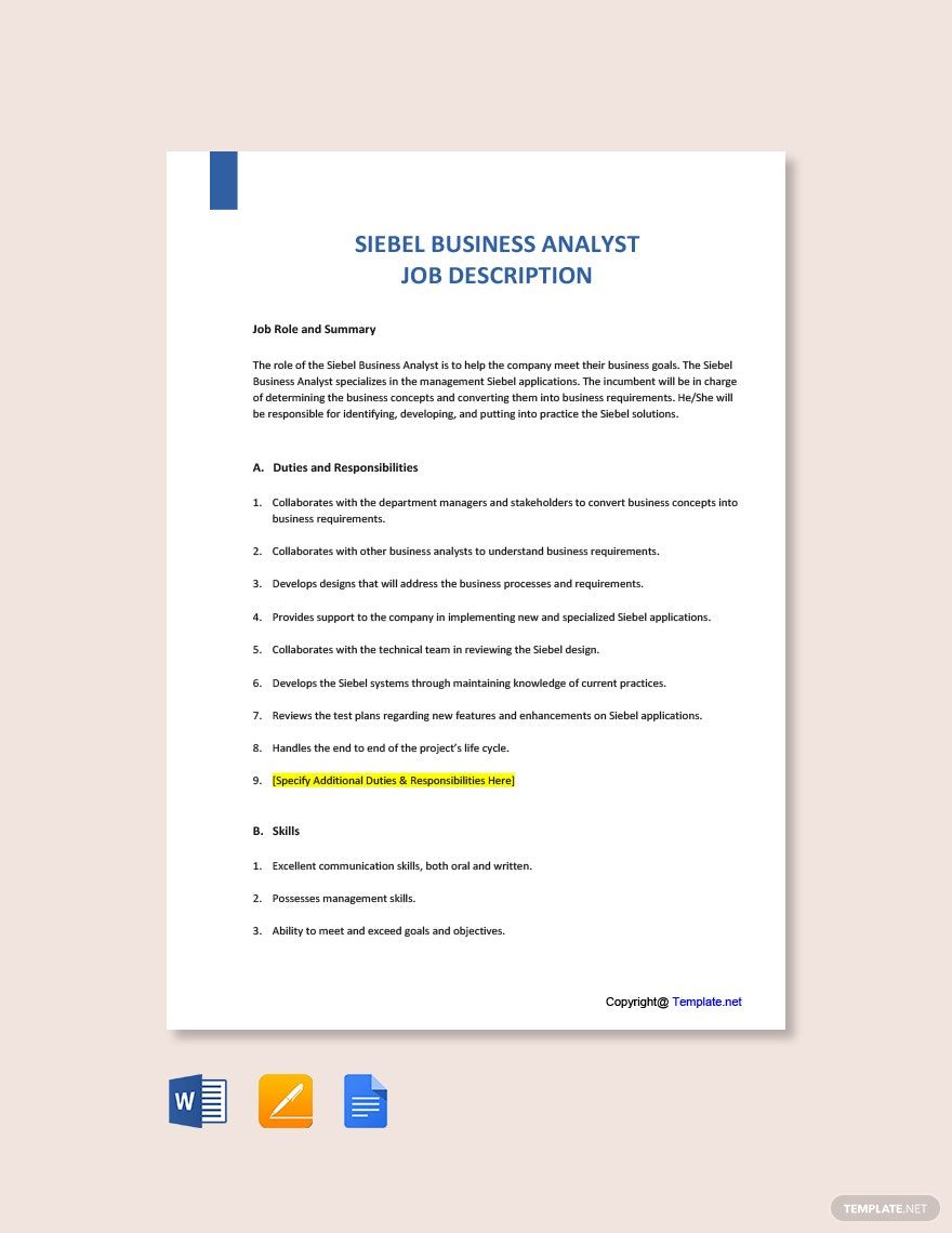 Business Job Description Templates - Documents, Design, Free, Download ...