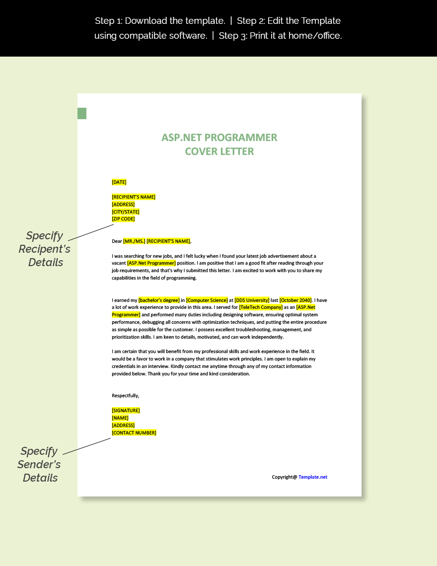 ASP.Net Programmer Cover Letter