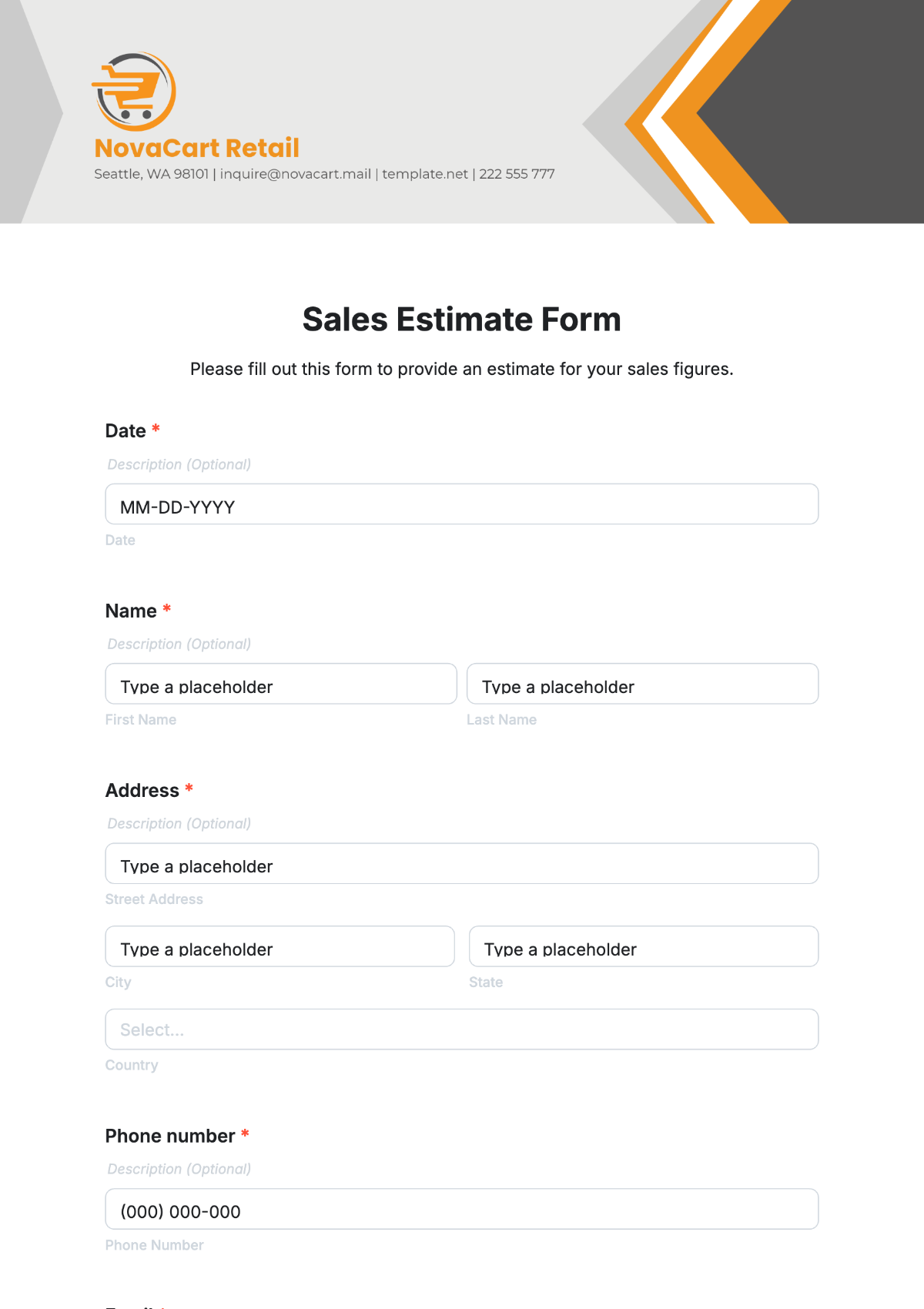 Sales Estimate Template - Edit Online & Download