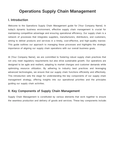 Free Operations Supply Chain Management Template to Edit Online