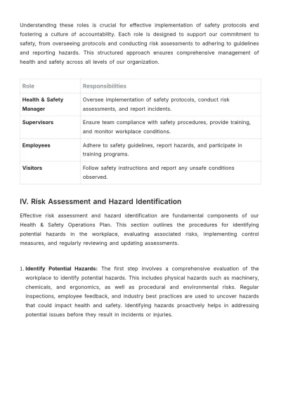 Free Health & Safety Operations Plan Template to Edit Online