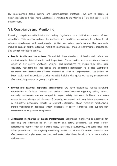 Free Health & Safety Operations Plan Template to Edit Online