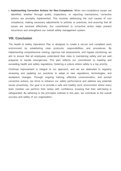 Free Health & Safety Operations Plan Template to Edit Online