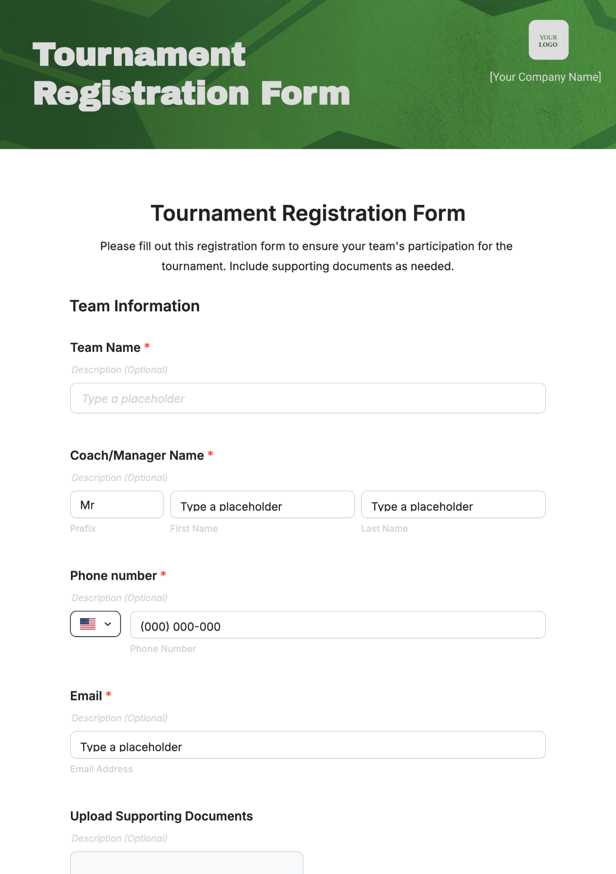 Free Cricket Tournament Registration Form Template to Edit Online