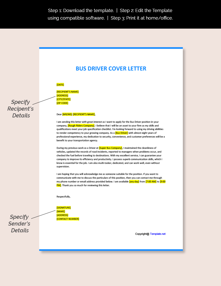  Bus Driver Cover Letter Template