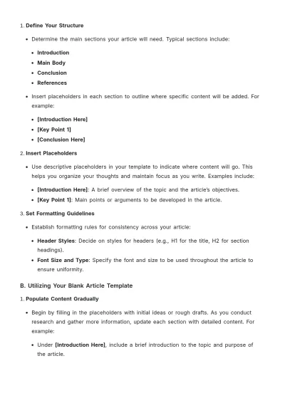 Free Blank Article Template to Edit Online