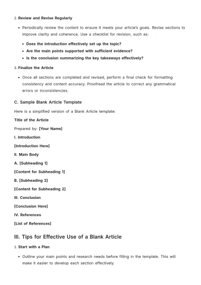 Free Blank Article Template to Edit Online
