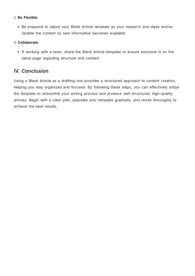 Free Blank Article Template to Edit Online