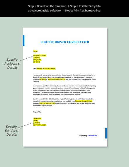 Free Shuttle Driver Cover Letter Template - Google Docs, Word ...