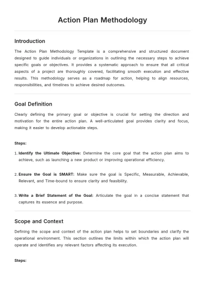 Free Action Plan Methodology Template to Edit Online