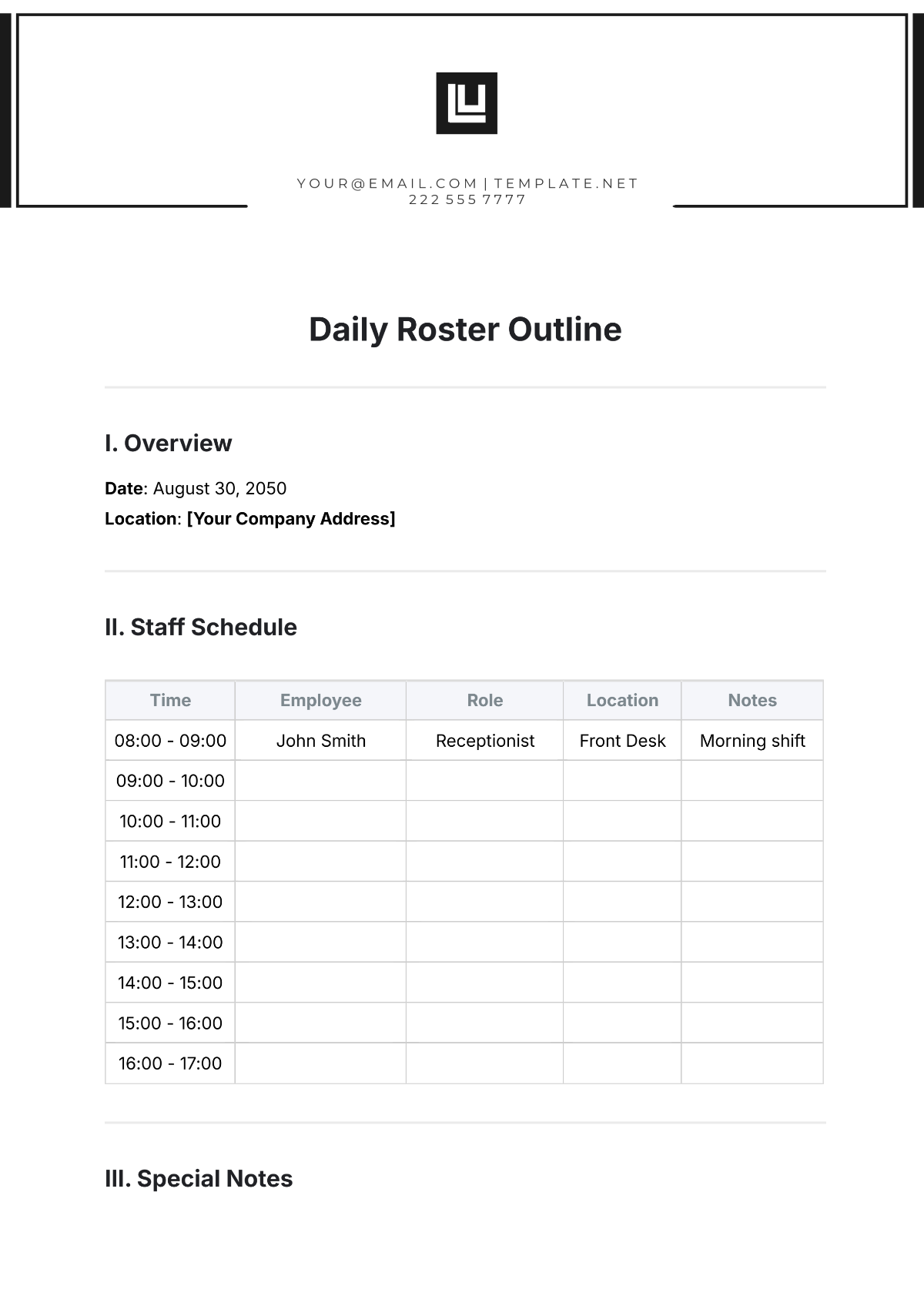 FREE Roster Templates Blank Roster Template Free