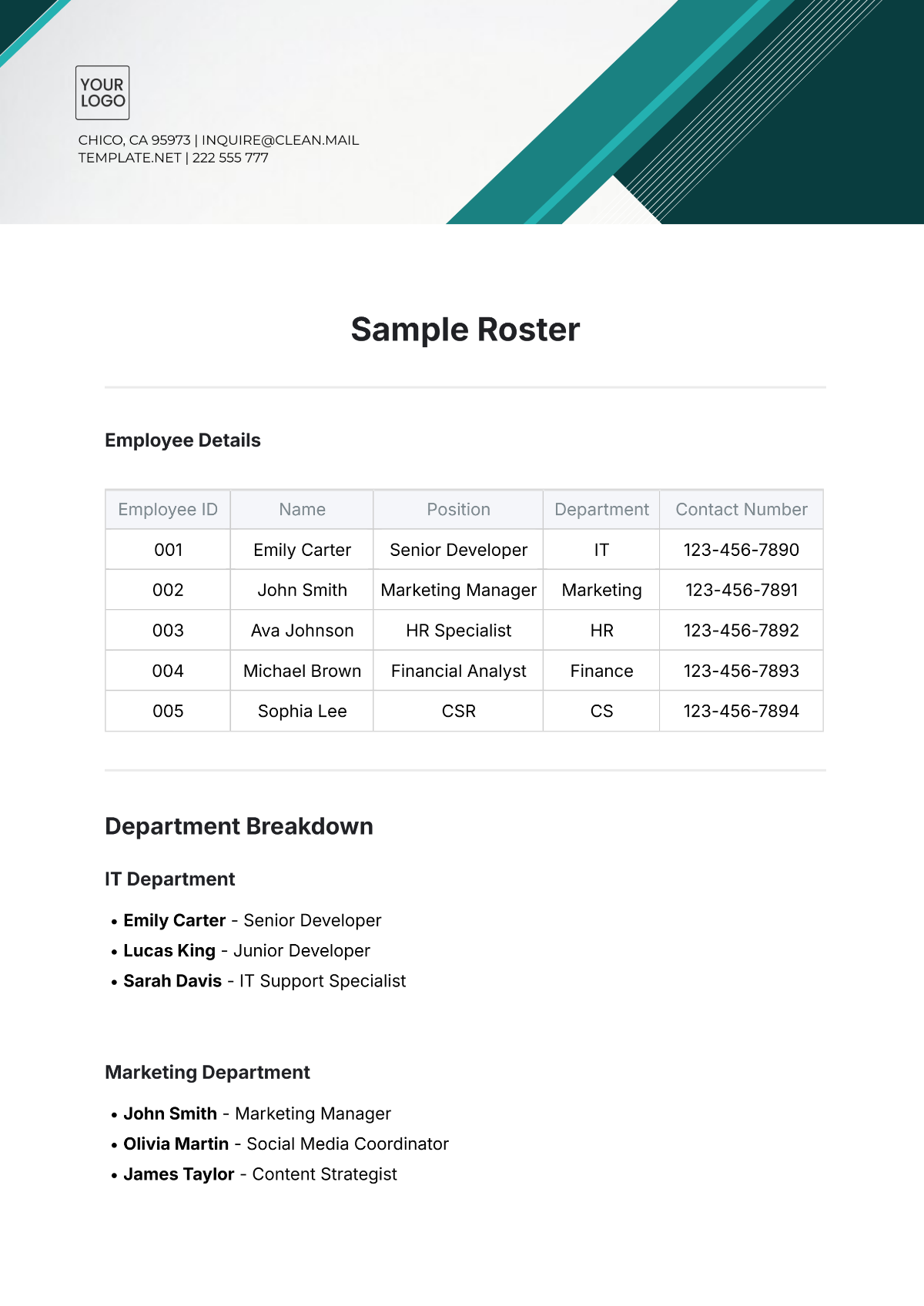 Free Staff Shift Roster Template To Edit Online Free Staff Shift Roster Template To Edit Online