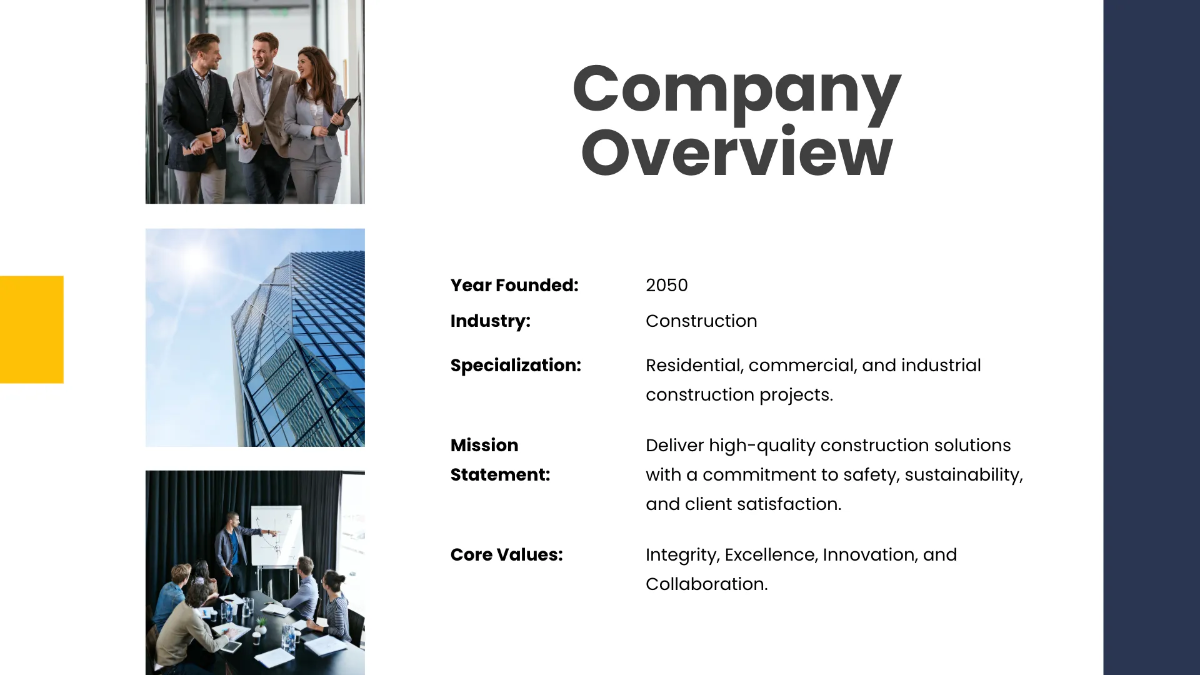 Free Construction Presentation Template to Edit Online