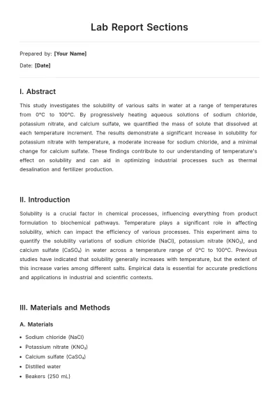 Free Lab Report Sections Template to Edit Online