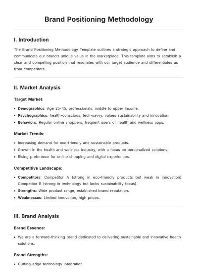 Free Brand Positioning Methodology Template to Edit Online