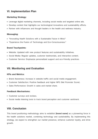 Free Brand Positioning Methodology Template to Edit Online