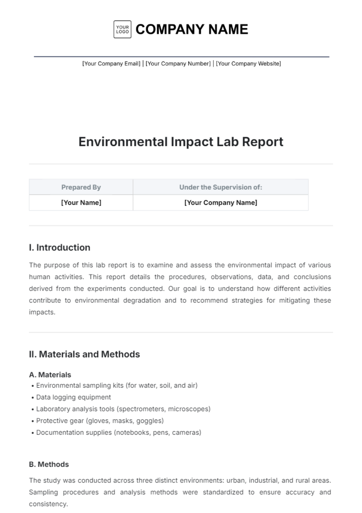 Environmental Impact Lab Report Template