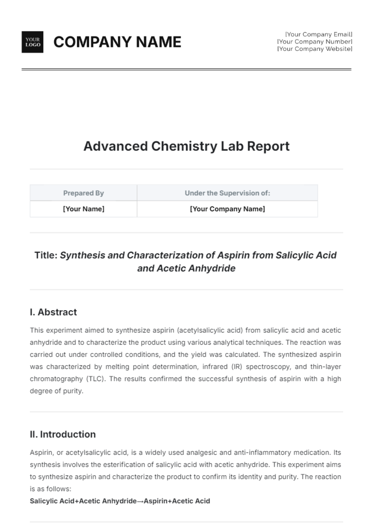 Advanced Chemistry Lab Report Template - Edit Online & Download