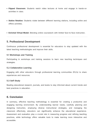 Free Teaching Methodology Template to Edit Online