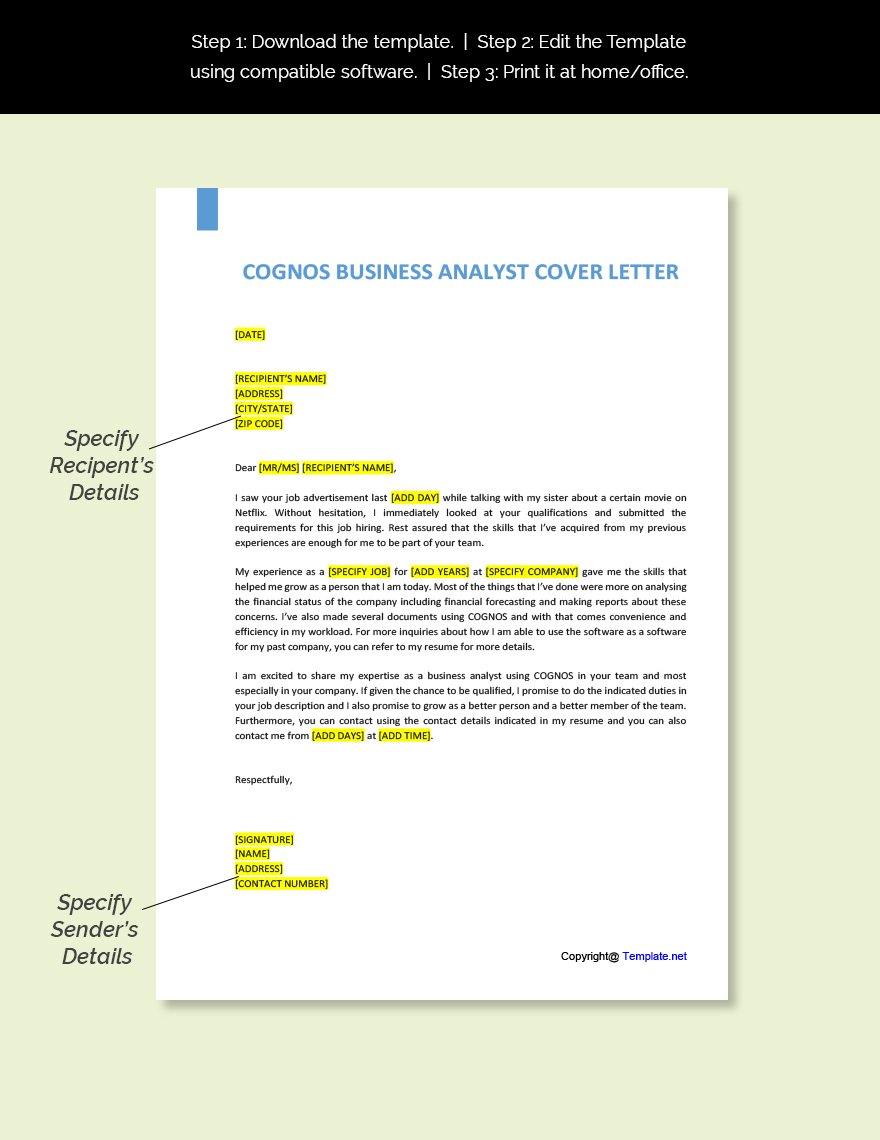 Cognos Business Analyst Cover Letter