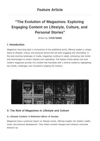 Free Feature Article Template to Edit Online