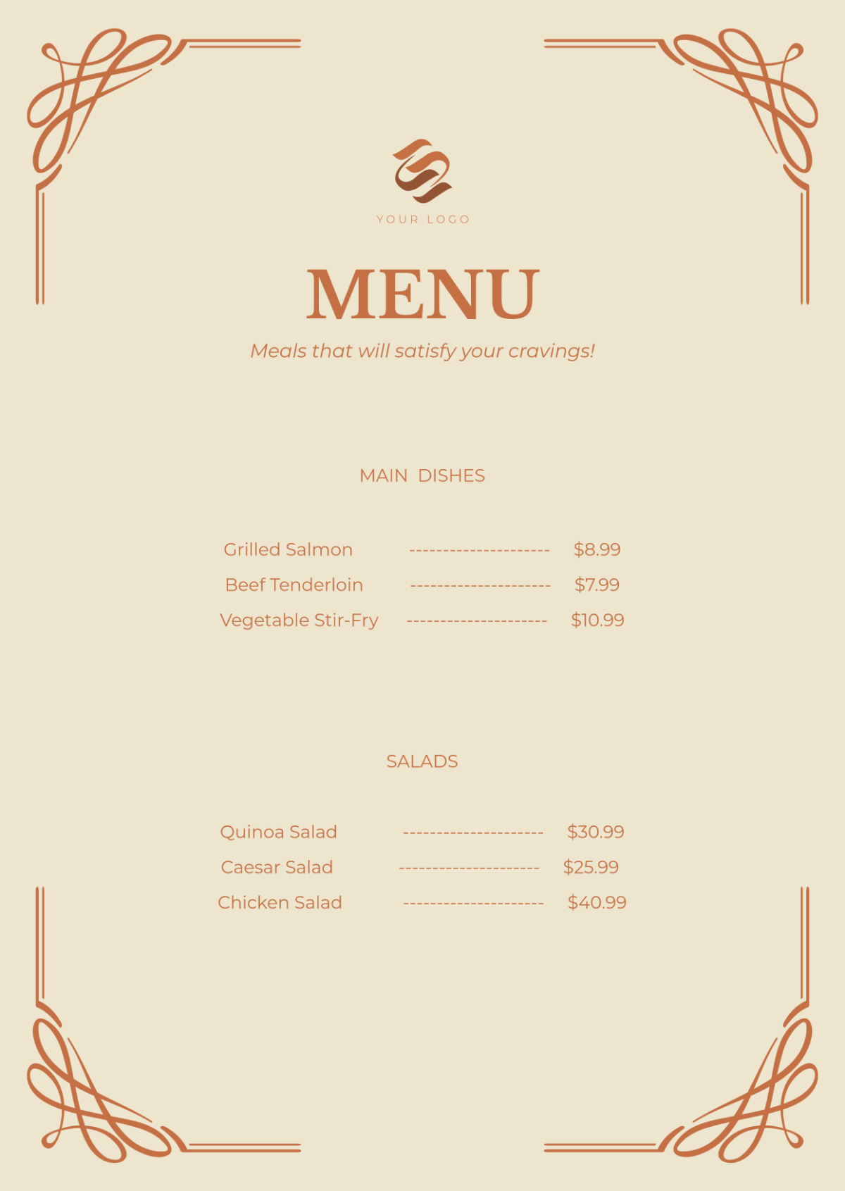 Sophisticated Menu Template - Edit Online & Download