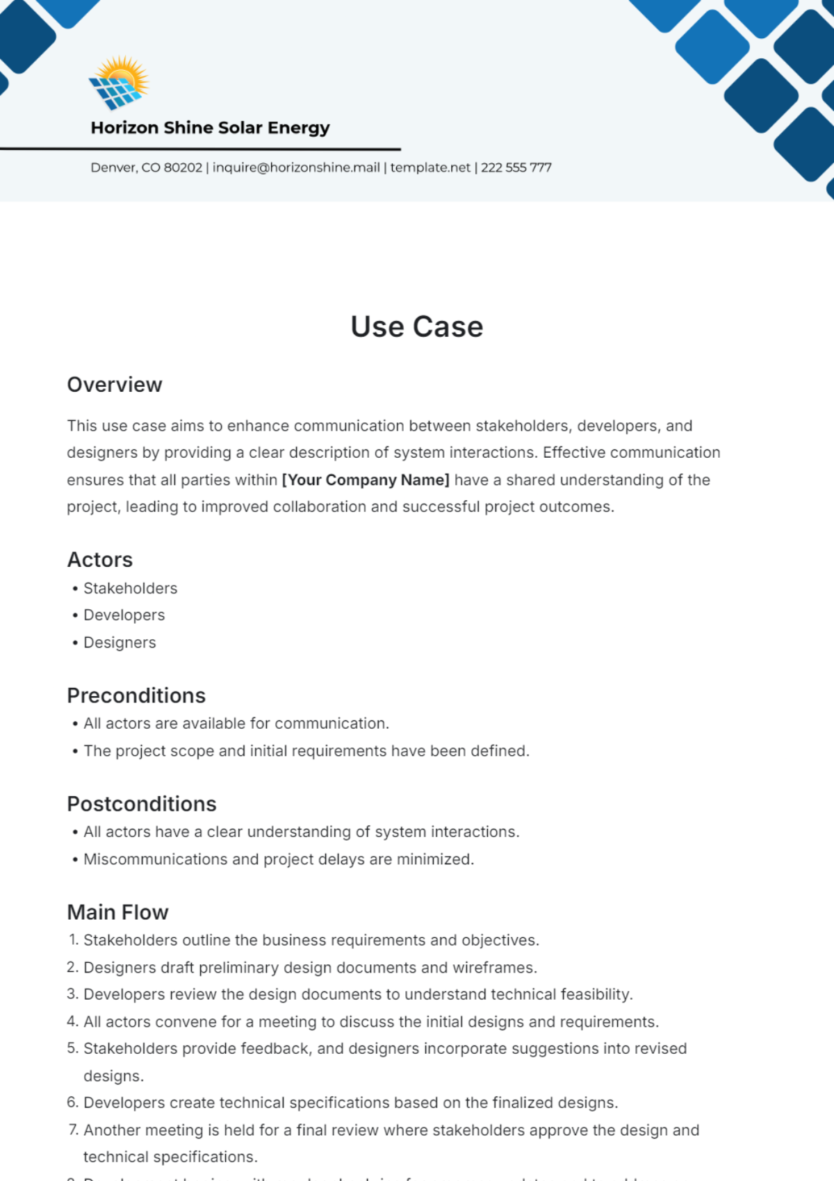 Use Case Template - Edit Online & Download