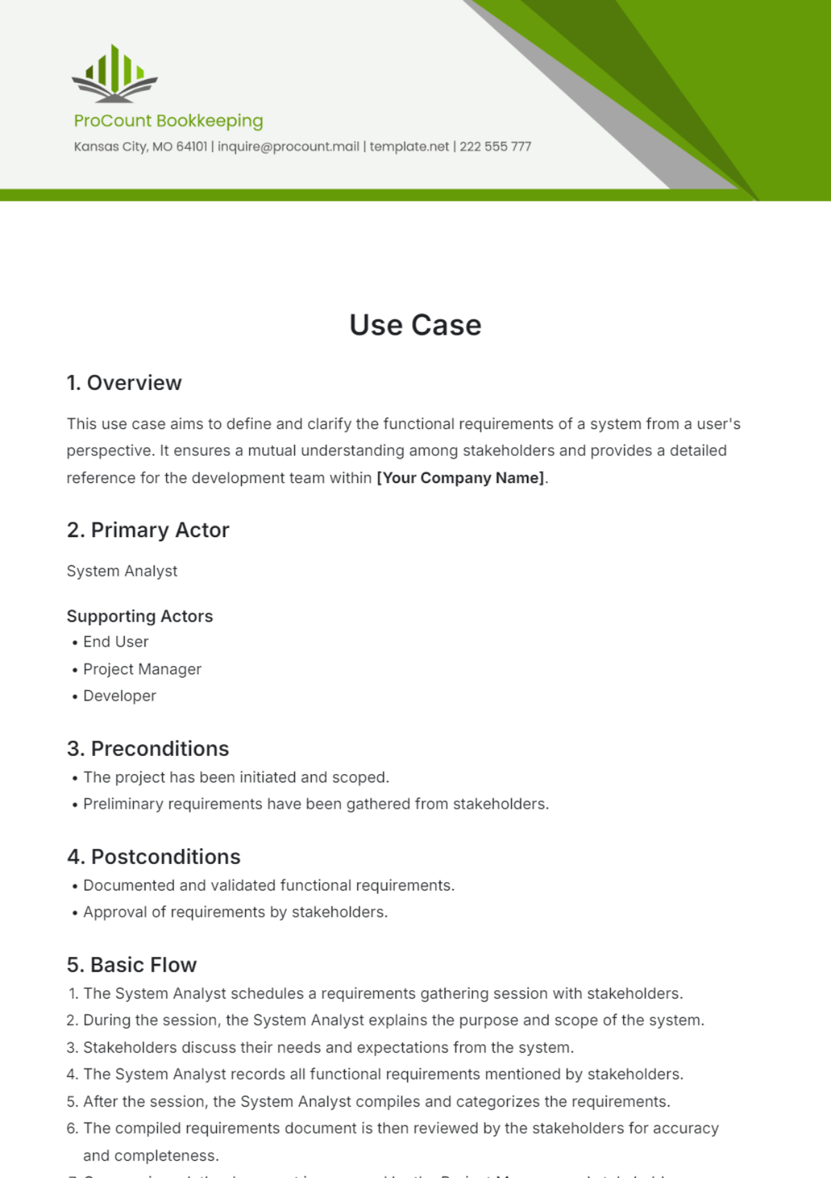 Use Case Format Template - Edit Online & Download