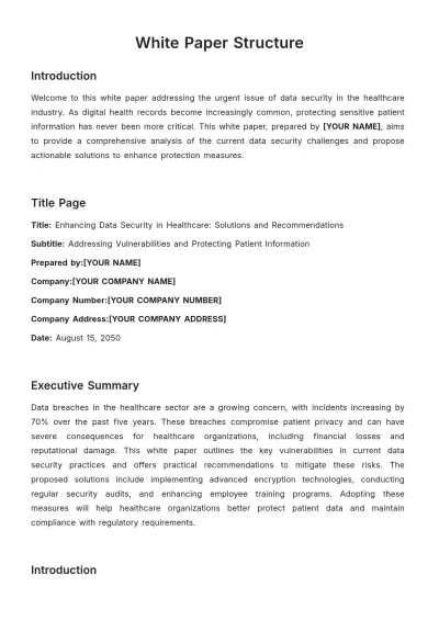 Free White Paper Structure Template to Edit Online