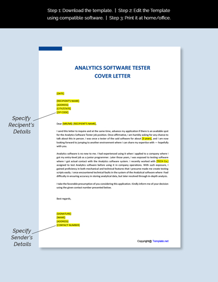 Free Analytics Software Tester Cover Letter Template Google Docs   Analytics Software Tester Cover Letter Template 