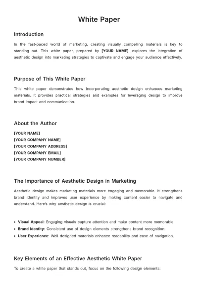 Free Aesthetic White Paper Template to Edit Online