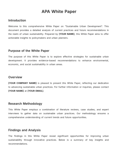 Free APA White Paper Format Template to Edit Online