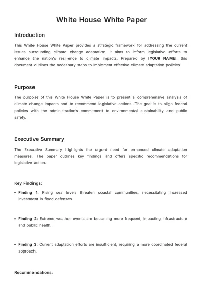 Free White House White Paper Template to Edit Online