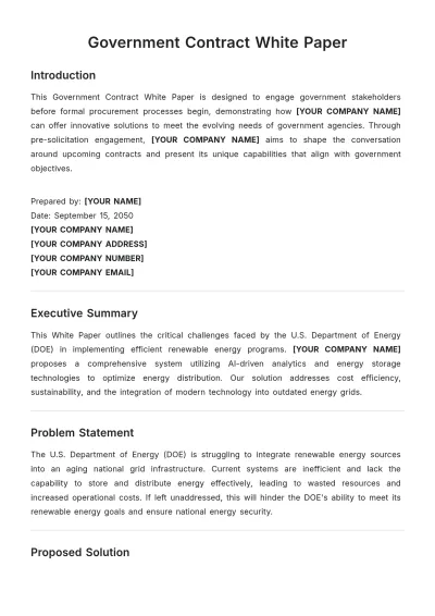 Free Government Contract White Paper Template to Edit Online