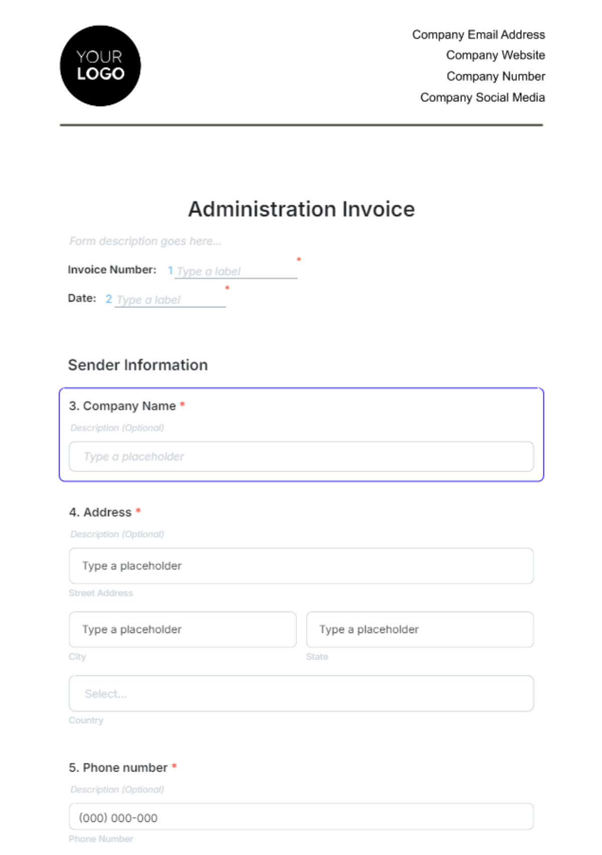 Administration Invoice Template - Edit Online & Download