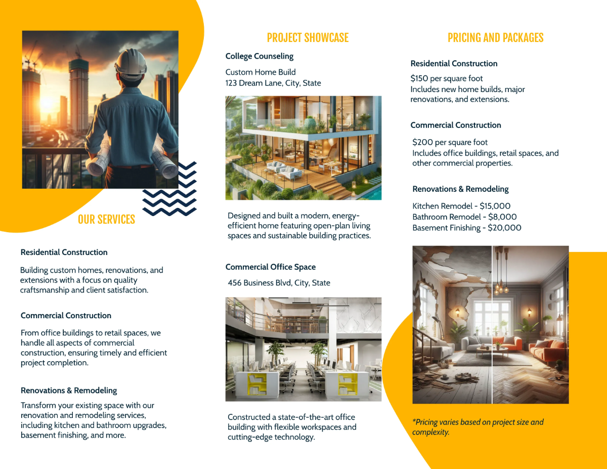 Free Construction Brochure Template to Edit Online