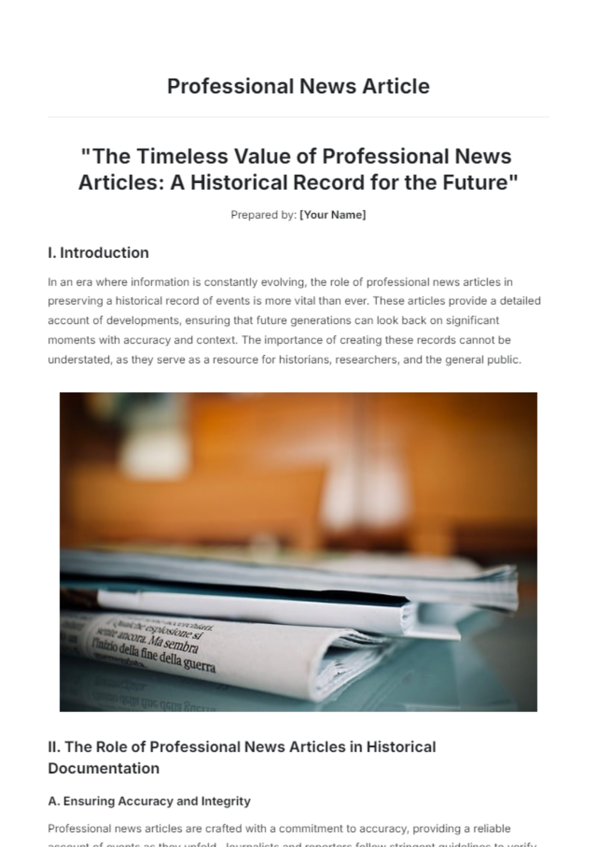 Professional News Article Template - Edit Online & Download