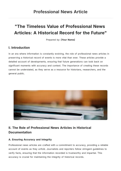 Free Professional News Article Template to Edit Online