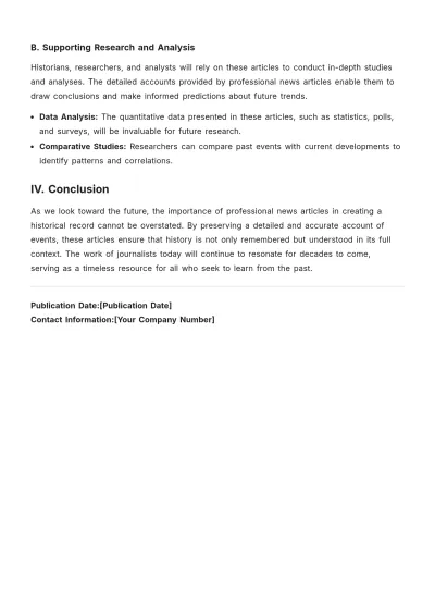 Free Professional News Article Template to Edit Online