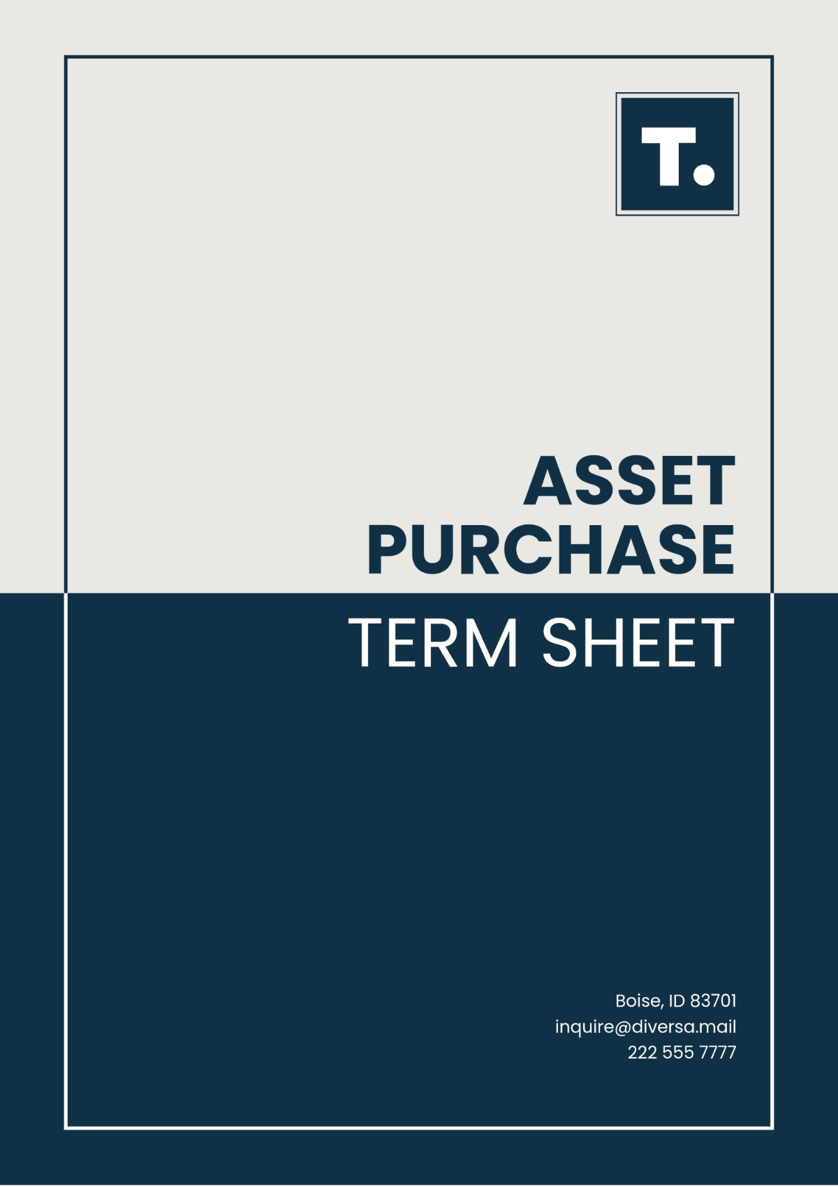 Asset Purchase Term Sheet Template