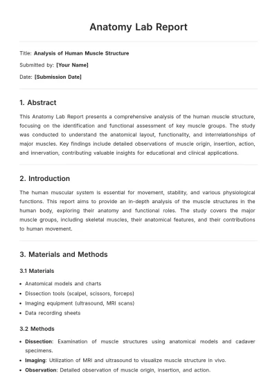 Free Anatomy Lab Report Template to Edit Online