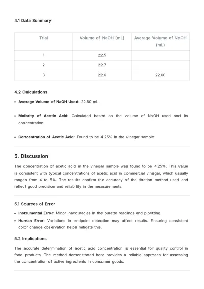 Free Analytical Chemistry Lab Report Template to Edit Online