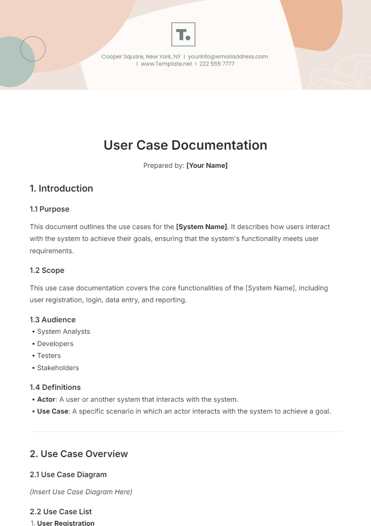 Aesthetic Use Case Documentation Template - Edit Online & Download