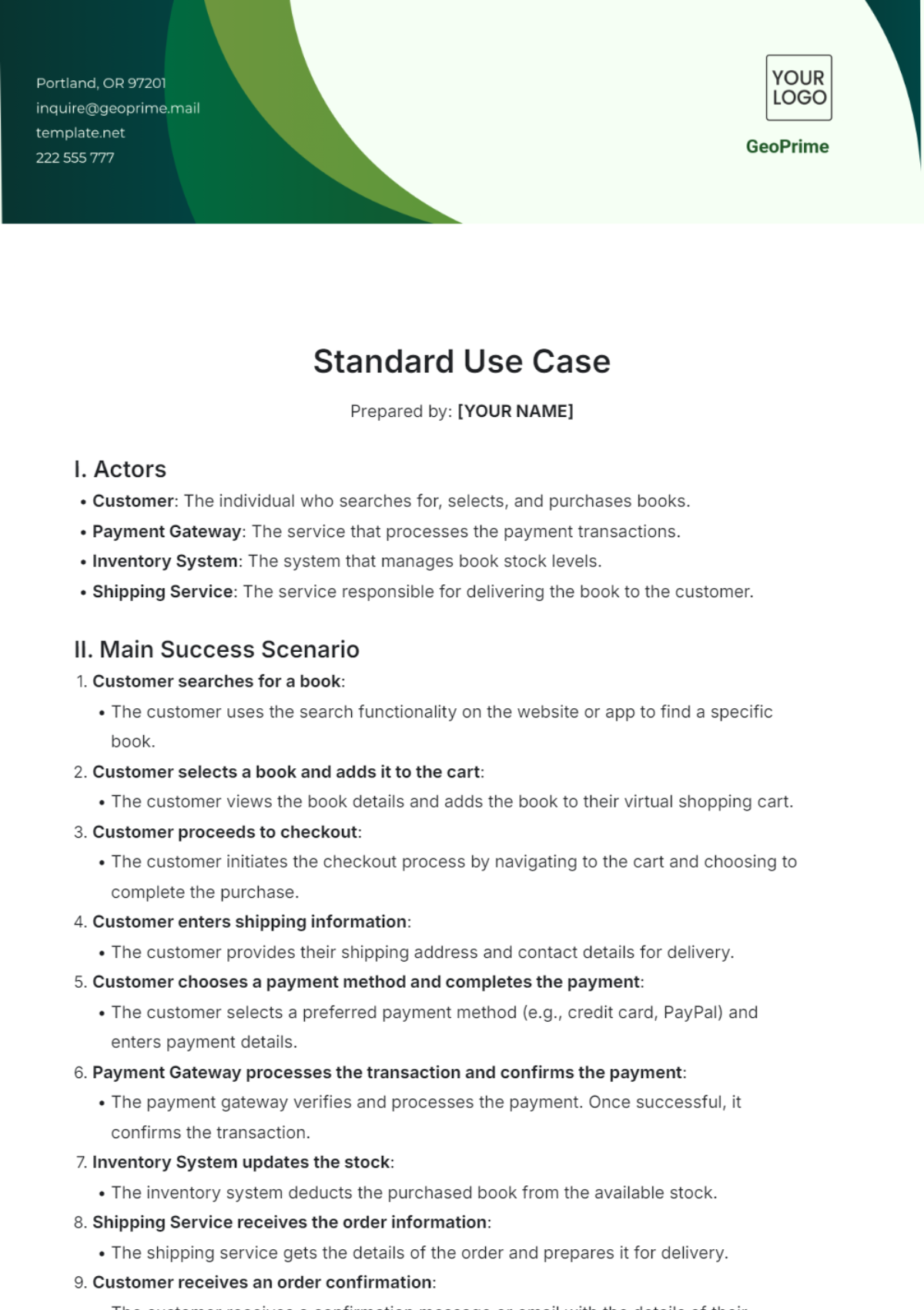 Standard Use Case Template - Edit Online & Download