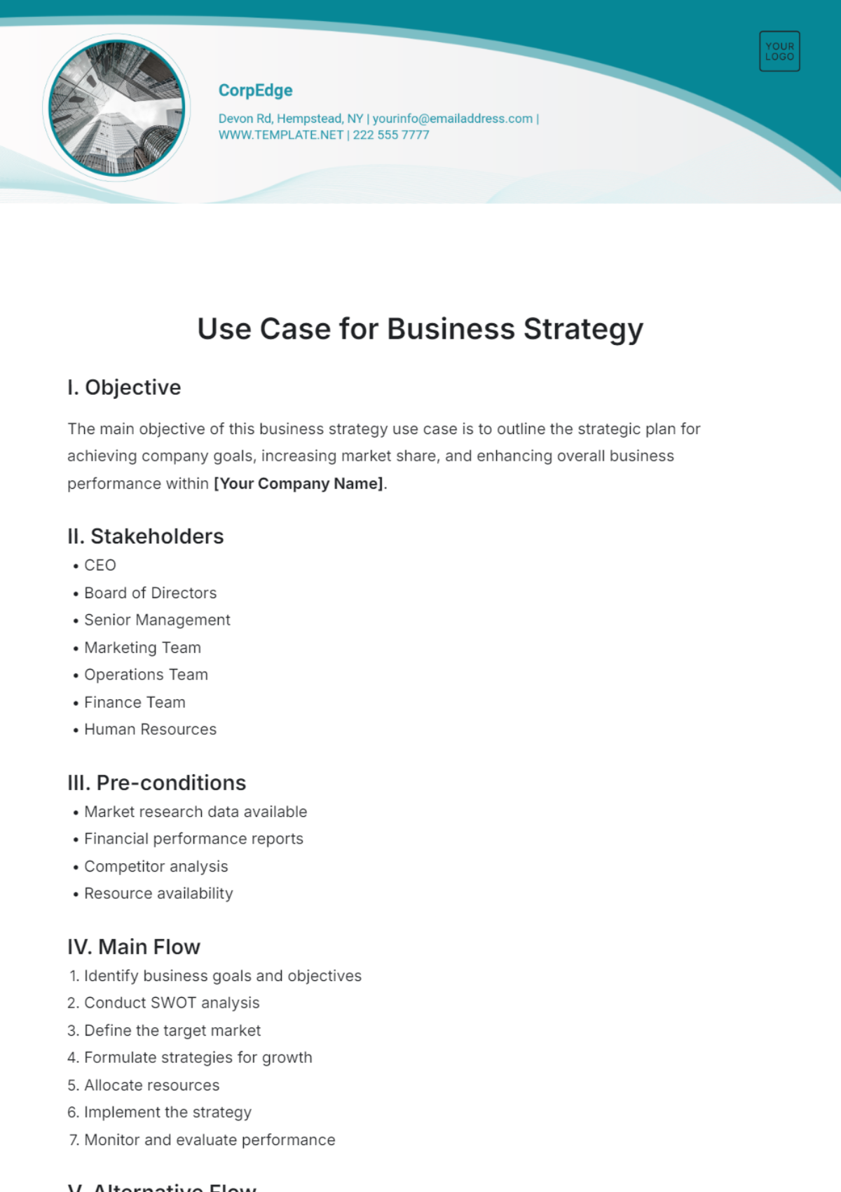 Use Case for Business Strategy Template - Edit Online & Download