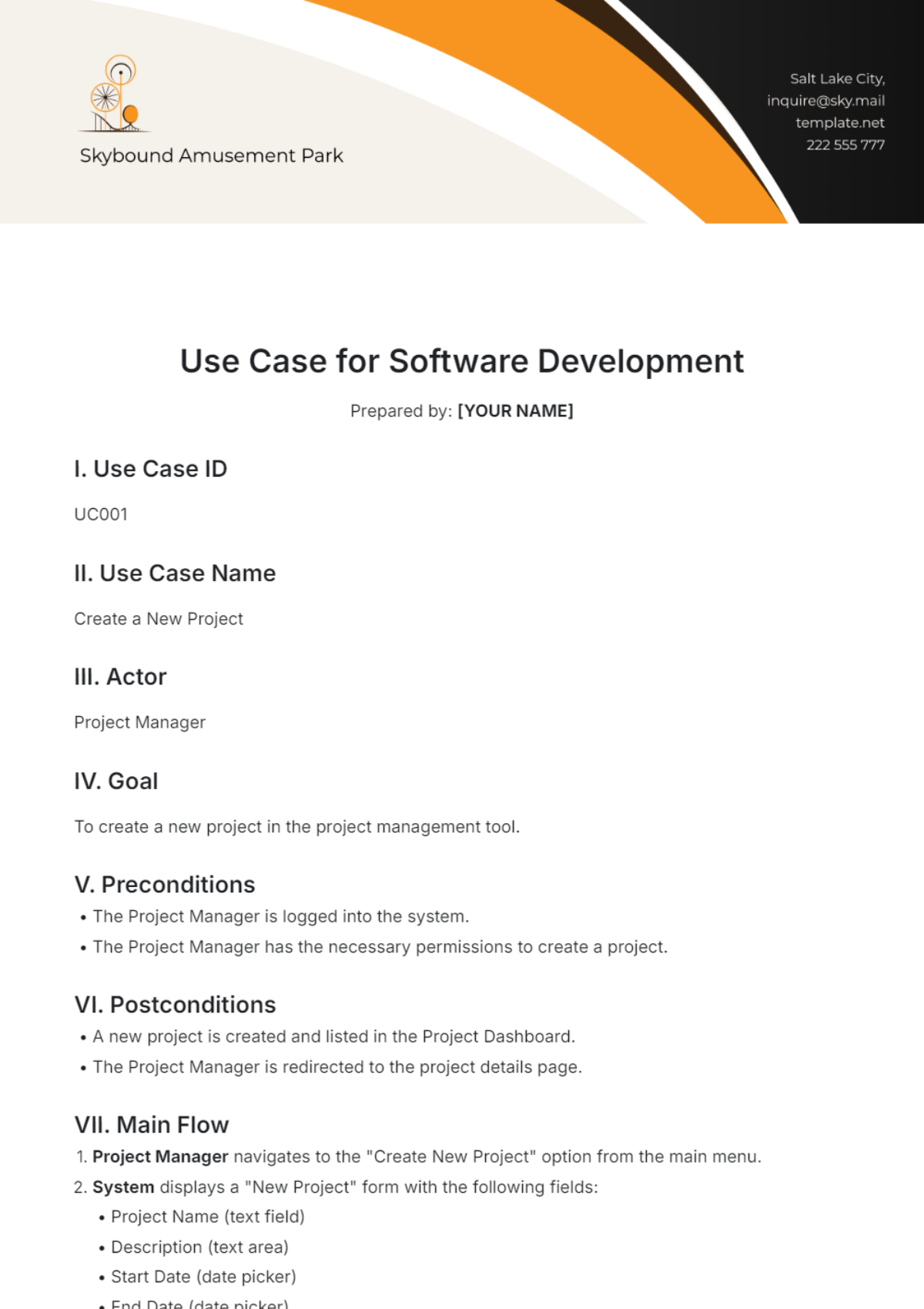 Use Case for Software Development Template - Edit Online & Download