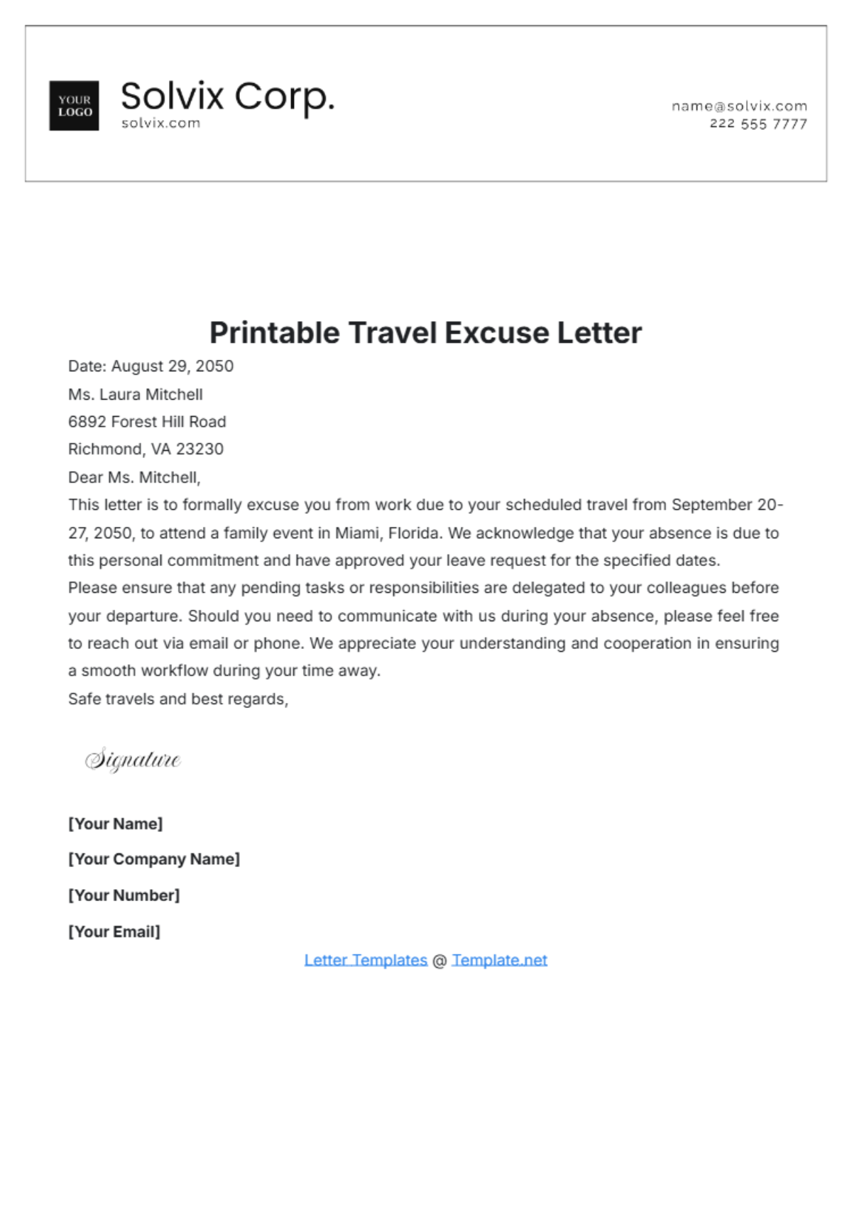 Page 2 FREE Travel Letter Templates & Examples - Edit Online & Download