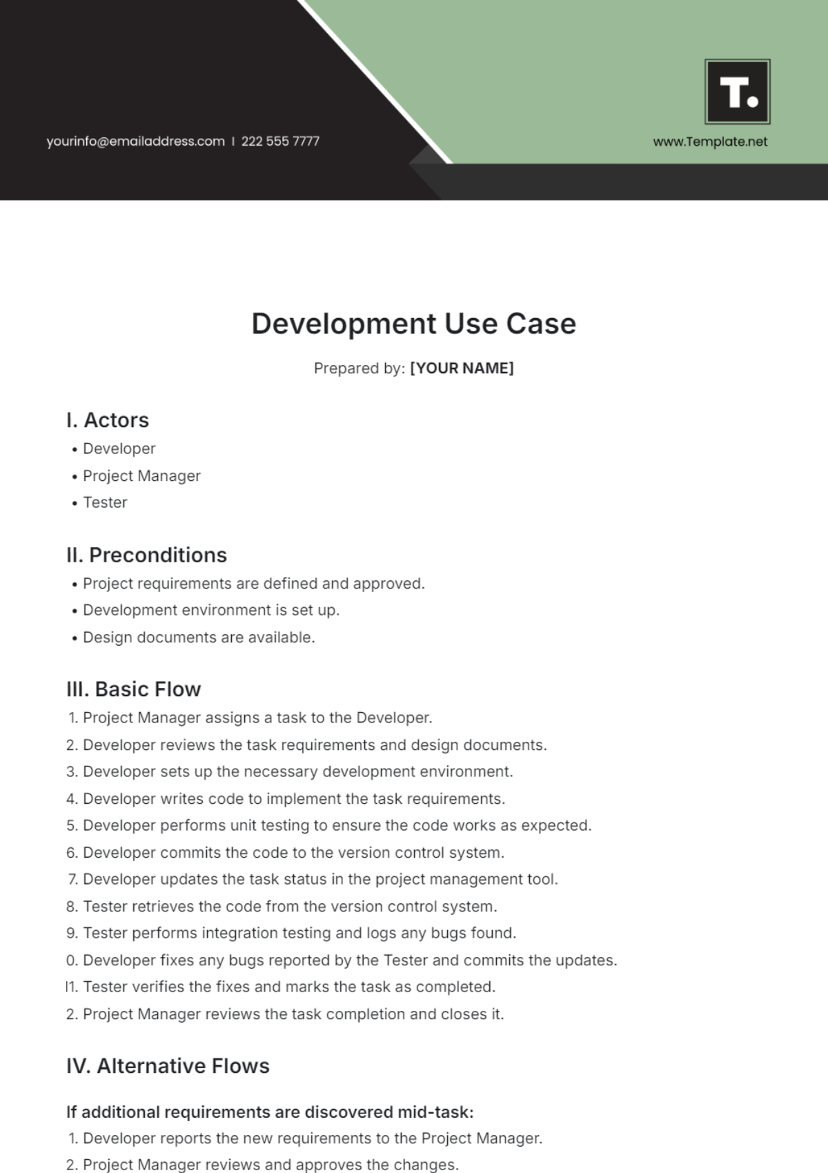 Development Use Case Template - Edit Online & Download