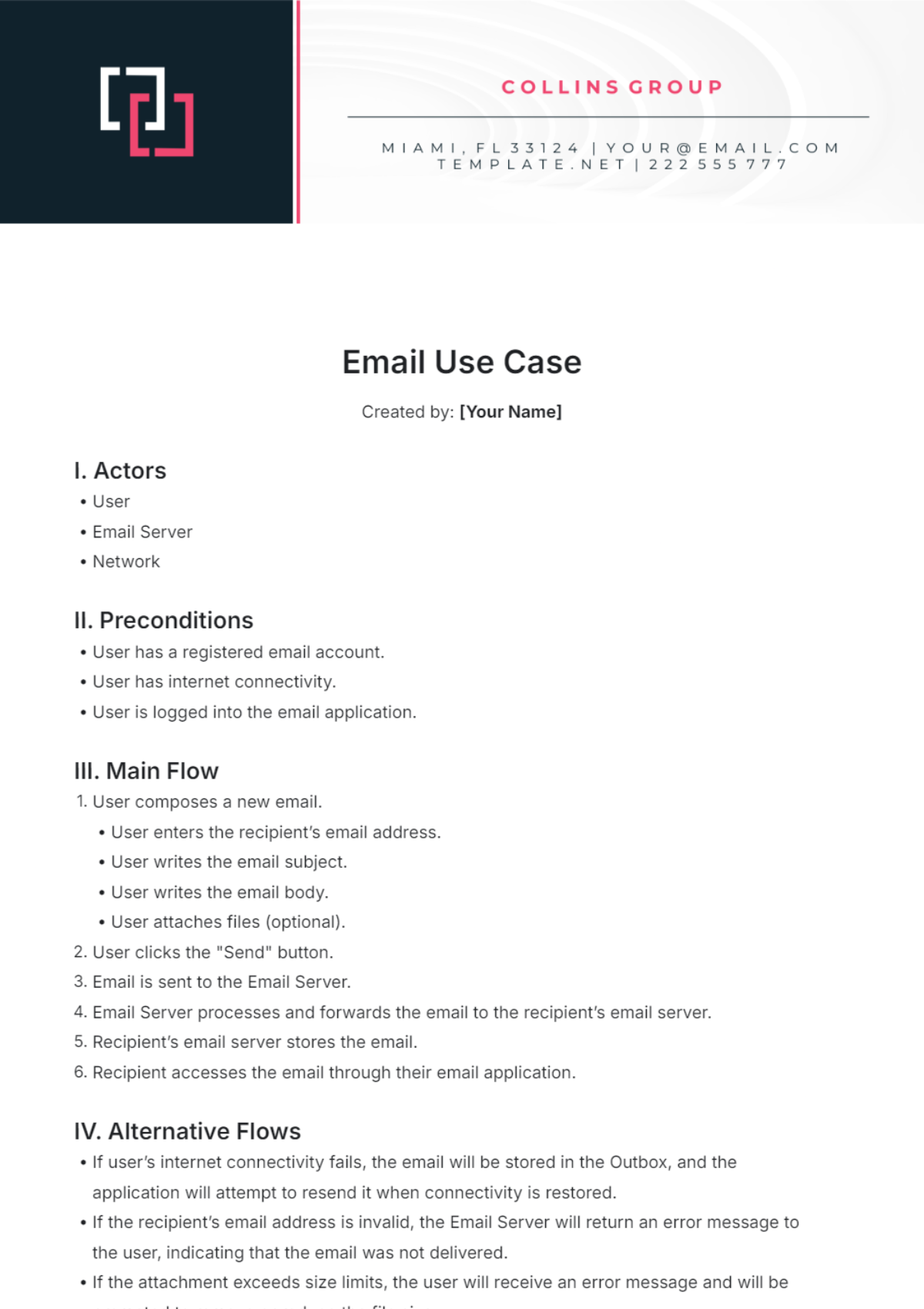 Email Use Case Template - Edit Online & Download