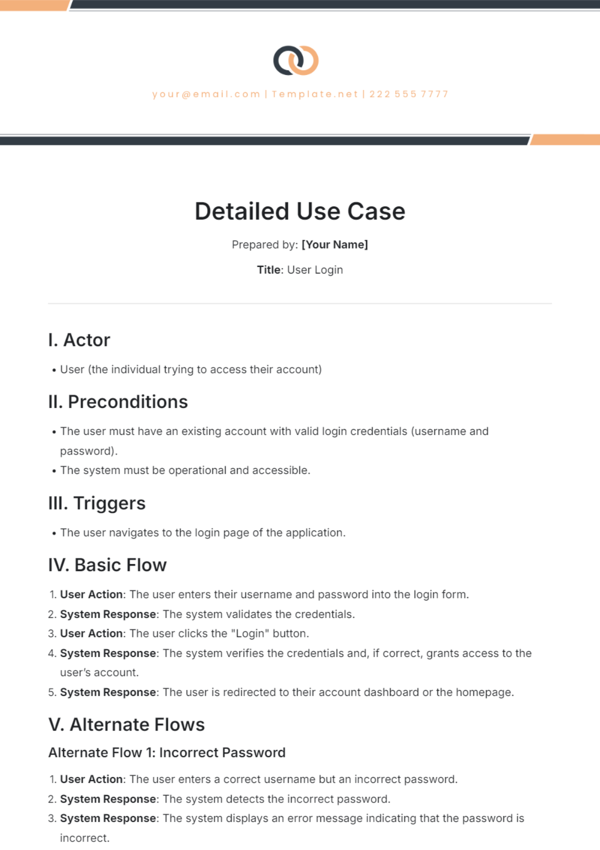 Detailed Use Case Template - Edit Online & Download